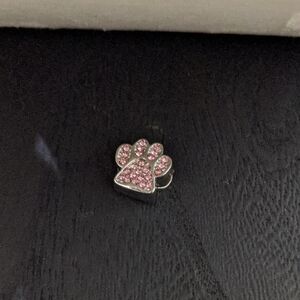 Pink Rhinestone Paw Charm Pendant